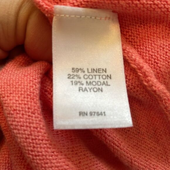 J. Jill salmon pink thin open front cardigan - Picture 6 of 7